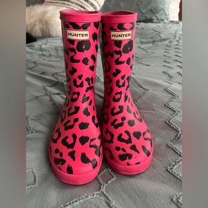 Girls pink leopard Hunter rain boots size 3